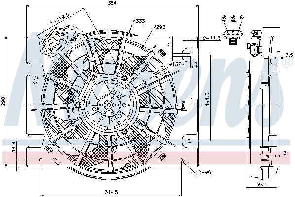 Вентилятор радиатора основного OPEL Astra G 99-05 NISSENS 85186