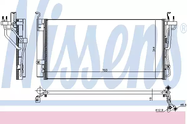 Радиатор кондиционера HYUNDAI Sonata IV 01->/KIA Magentis 00-05 NISSENS 940552