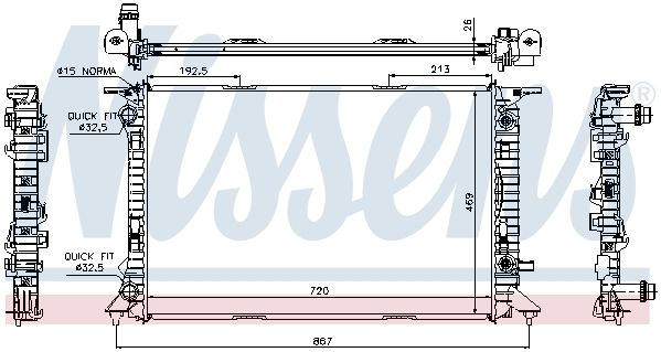 Радиатор основной AUDI A4/S4(B8) mot.1,8TFSI/2,0TFSI/2,0TDI NISSENS 60321