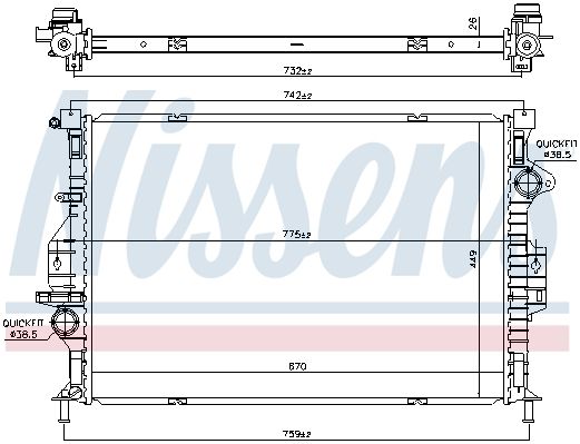 Радиатор основной FORD Kuga II 13-> mot.1,6EcoBoost NISSENS 66862