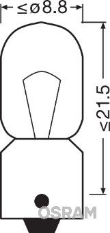 Лампа 12V T4W 4W BA9s OSRAM ORIGINAL LINE 1 шт. картон 3893