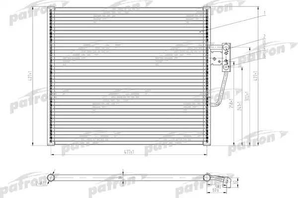 Радиатор кондиционера паяный BMW E39, E39 Touring 95-97 PATRON PRS1054