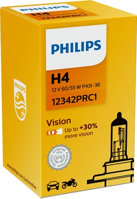 Лампа 12V H4 60/55W +30% PHILIPS Premium 1 шт. картон 12342PRC1