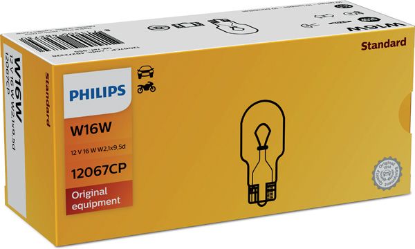 Лампа 12V W16W 16W PHILIPS 1 шт. картон 12067CP