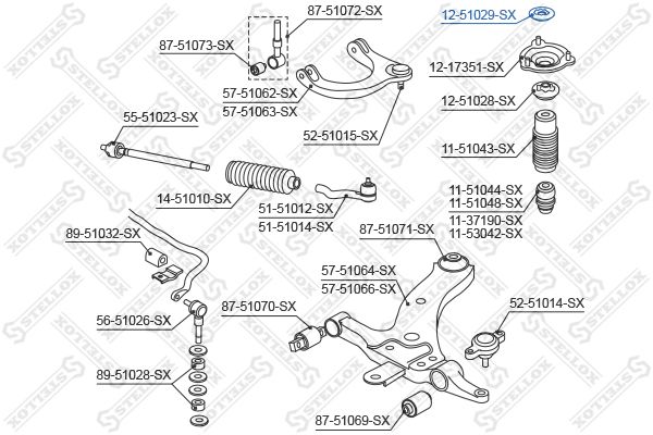 Опора амортизатора переднего верхняя Hyundai Sonata EF 01-04, KIA Magentis 01> STELLOX 1251029_SX