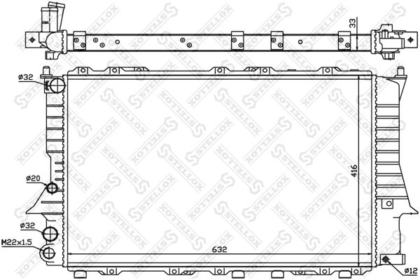 Радиатор системы охлаждения Audi 100/A6 2.0-2.5TDi 90-97 STELLOX 1025018_SX