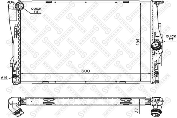 Радиатор системы охлаждения BMW 1/3 E87/E90 1.6-2.0 04> STELLOX 1025581_SX