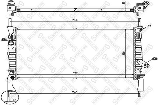 Радиатор системы охлаждения Ford Transit 2.2TDCi/2.4TDCi 06> STELLOX 1026751_SX