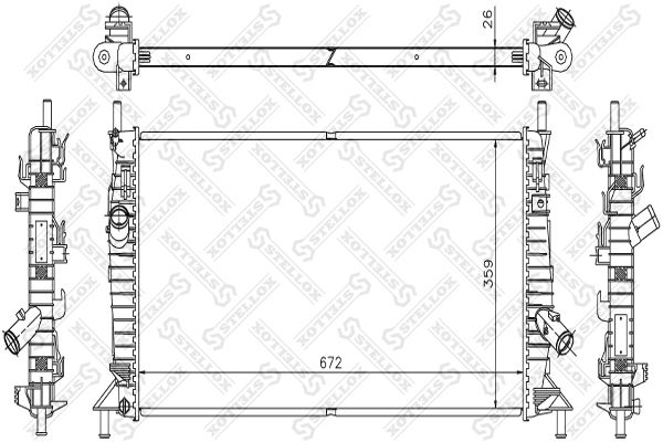 Радиатор системы охлаждения Mazda 3, Ford Focus II/C-Max 1.4-2.0 03> STELLOX 1025182_SX