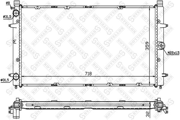 Радиатор системы охлаждения VW T4 1.8-2.5TDi 91> STELLOX 1025008_SX