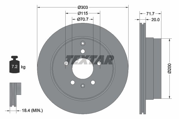 Диск тормозной задний CHEVROLET Captiva/OPEL Antara /Vent D=303mm TEXTAR 92165503