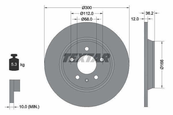 Диск тормозной задний с покрытием PRO AUDI/AUDI (FAW) TEXTAR 92160103