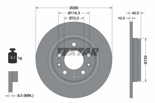 Диск тормозной задний с покрытием PRO HONGQI/MAZDA/MAZDA (FAW)/ZHONGHUA(BRILLIANCE) TEXTAR 92125603