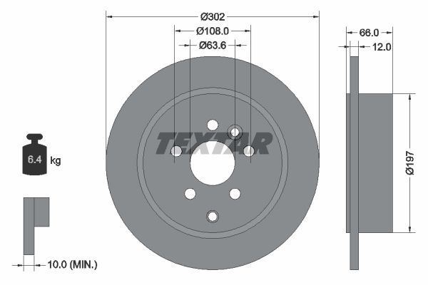 Диск тормозной задний с покрытием PRO LAND ROVER TEXTAR 92162703