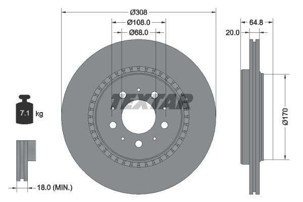 Диск тормозной задний с покрытием PRO VOLVO TEXTAR 92126803