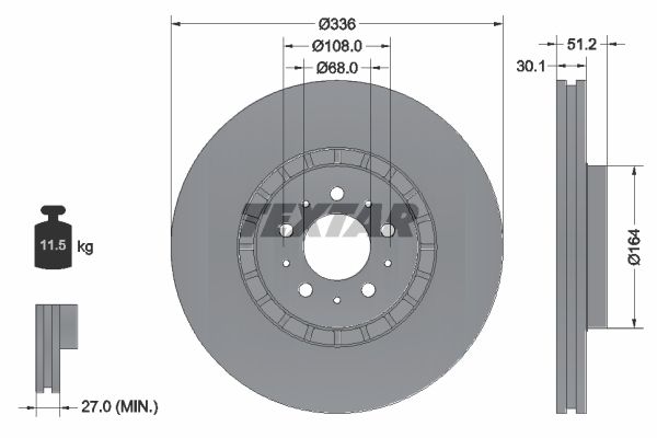 Диск тормозной передний высокоуглеродистый с покрытием PRO+ VOLVO TEXTAR 92126705