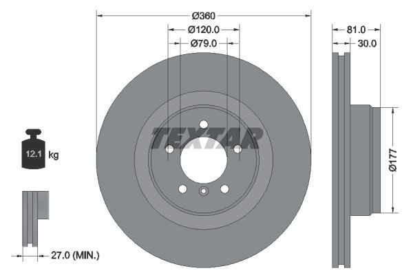 Диск тормозной передний с покрытием PRO LAND ROVER TEXTAR 92178403