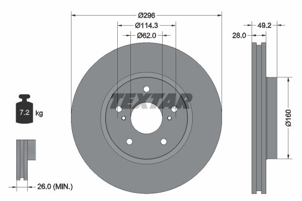 Диск тормозной передний с покрытием PRO LEXUS/TOYOTA TEXTAR 92174303