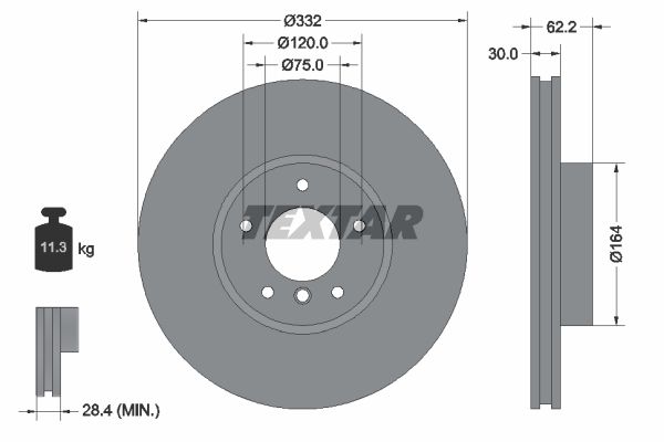 Диск тормозной передний с покрытием PRO+ BMW X5-E70/F15 / X6-E71/F16 TEXTAR 92160805