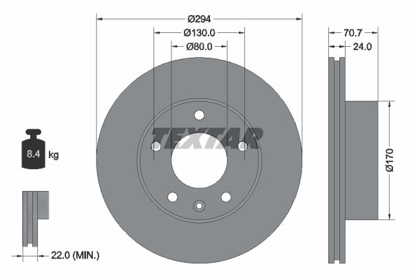 Диск тормозной передний стандартный LDV/LEYLAND-DAF/MAXUS (SAIC MOTOR) TEXTAR 92153400