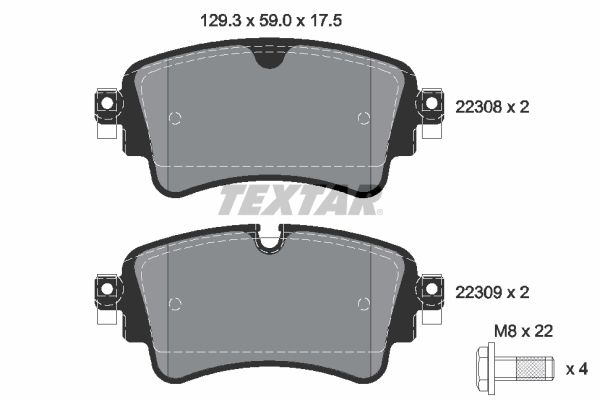 Колодки задние AUDI A4/A5/S5/A8/Q5/Q7 2016-> VW Toureg 2018-> TEXTAR 2230801