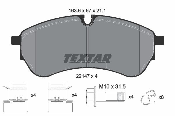 Колодки задние VW Crafter 30-50 II 2016-> /Type TRW TEXTAR 2214701