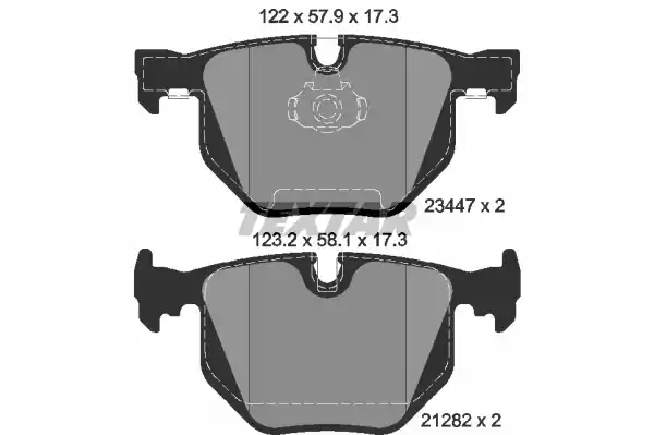 Колодки задние с противошумной пластиной Q+ BMW E65 3.0/3.5L,3.0D all 02-09 TEXTAR 2344702