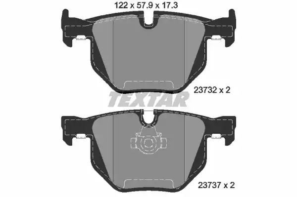 Колодки задние с противошумной пластиной Q+ BMW E90/E61/E60 2.0-3.0 TEXTAR 2373201