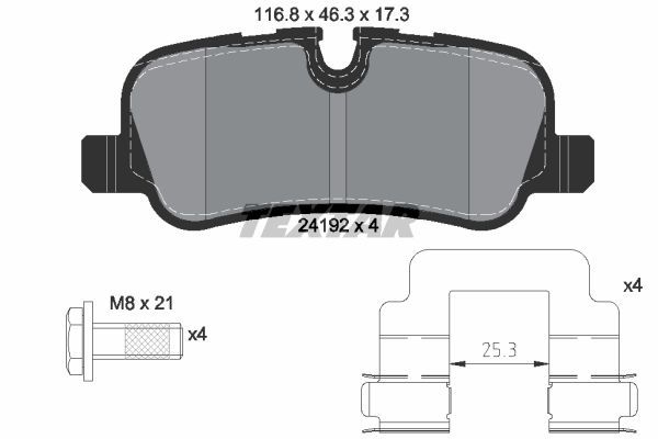 Колодки задние с противошумной пластиной Q+ LAND ROVER D3/RANGE ROVER SPORT TEXTAR 2419201