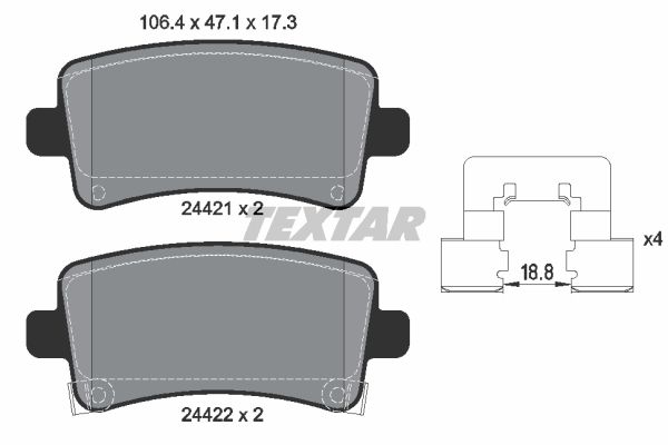 Колодки задние с противошумной пластиной Q+ OPEL Insignia 08- TEXTAR 2442101