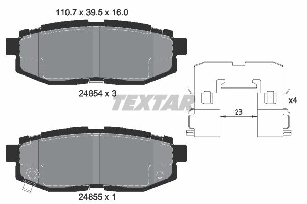 Колодки задние с противошумной пластиной Q+ SUBARU Tribeca B9 3.0 01/05-> TEXTAR 2485401