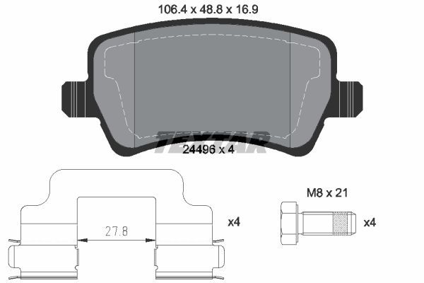 Колодки задние с противошумной пластиной Q+ VOLVO XC60 05-08-> TEXTAR 2449601