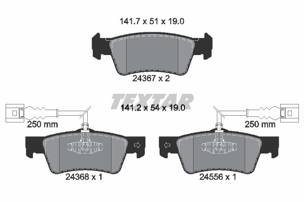 Колодки задние с противошумной пластиной Q+ VW Touareg 01.06.2006- TEXTAR 2436701