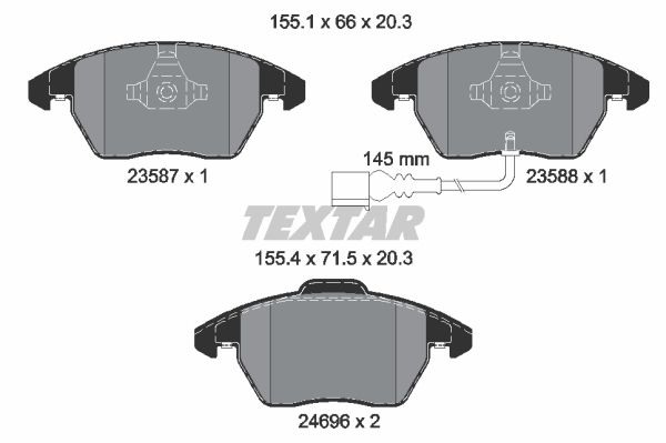 Колодки передние AD VW SEAT SKODA PA 03->06 TEXTAR 2469602