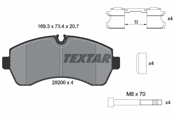 Колодки передние MB 4/5/6T-Sprinter/VW Crafter 30-50 2006-> TEXTAR 2920002