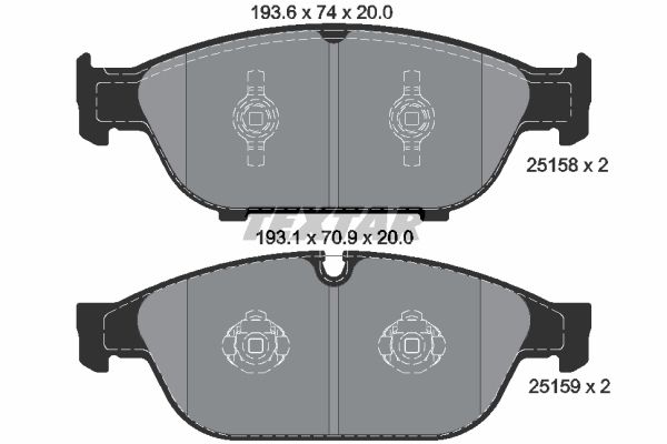 Колодки передние с противошумной пластиной Q+ AUDI TEXTAR 2515802