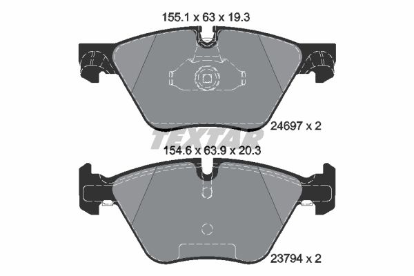 Колодки передние с противошумной пластиной Q+ BMW 5:F07/F10/F11 7:F02/F04 TEXTAR 2469701