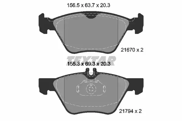 Колодки передние с противошумной пластиной Q+ CHRYSLER MERCEDES-BENZ TEXTAR 2167001