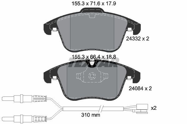 Колодки передние с противошумной пластиной Q+ CITROEN C5 1.6/1.8/2.0 02/08-> TEXTAR 2433201