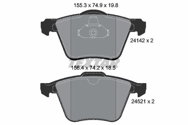 Колодки передние с противошумной пластиной Q+ FORD S-Max/Galaxy / VOLVO S60/S80/V60/V70/XC70 TEXTAR 2414201