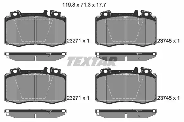 Колодки передние с противошумной пластиной Q+ MB W220 W163 4.3-5.5L TEXTAR 2374502