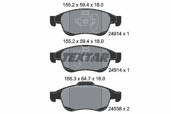 Колодки передние с противошумной пластиной Q+ RENAULT DUSTER 10-/FLUENCE 10-/MEGANE III 08- TEXTAR 2491401