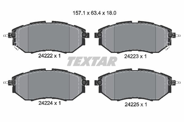 Колодки передние с противошумной пластиной Q+ SUBARU Forester 13>/Legacy 03>/Tribeca 05> TEXTAR 2422201