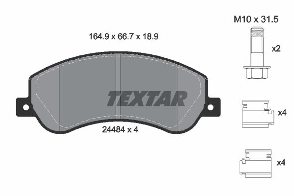 Колодки передние с противошумной пластиной Q+ VW Amarok 2010-> TEXTAR 2448404