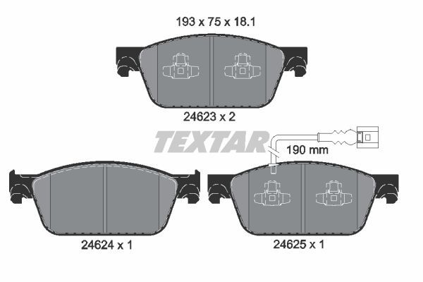 Колодки передние с противошумной пластиной Q+ VW T5/Multivan 03->/Type ATE /WK+ TEXTAR 2462301