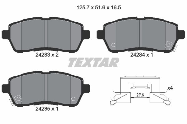 Колодки тормозные передние DAIHATSU MAZDA MAZDA (CHANGAN) SUBARU SUZUKI TEXTAR 2428303