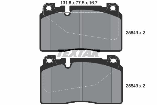 Колодки тормозные передние t 16.7 мм TExTAR 2564301