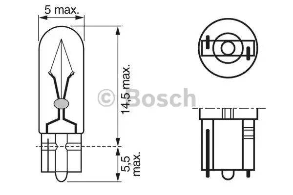 Лампа 12V W2,3W 2,3W W2x4,6d BOSCH 1 шт. картон 1 987 302 218