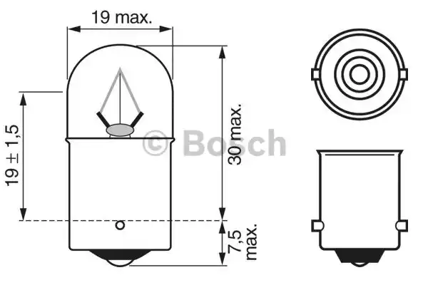 Лампа 24V R10W 10W BOSCH 1 шт. картон 1 987 302 505