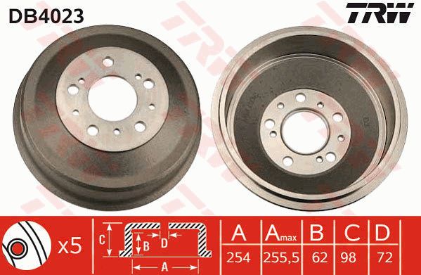 Барабан тормозной CITROEN/FIAT/PEUGEOT all Bus 94-02 /D=271mm TRW DB4023